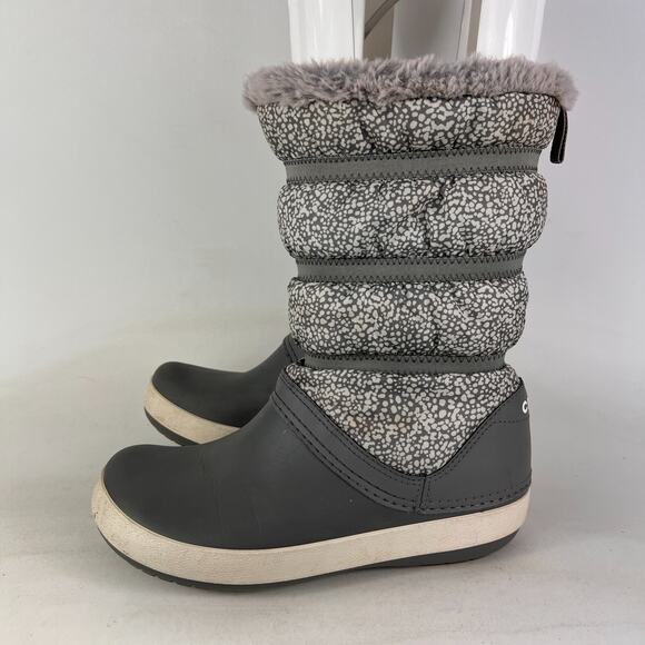 Crocs Crocband women's size 7 grey minimalist slip on faux fur winter boots - Picture 5 of 11